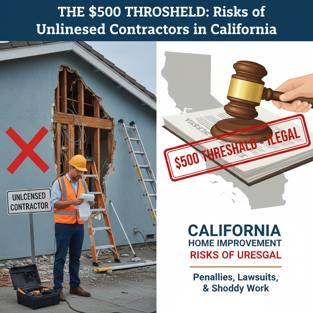 The $500 Threshold: Risks of Unlicensed Contractors in California california home improvement unlicensed contractor threshold