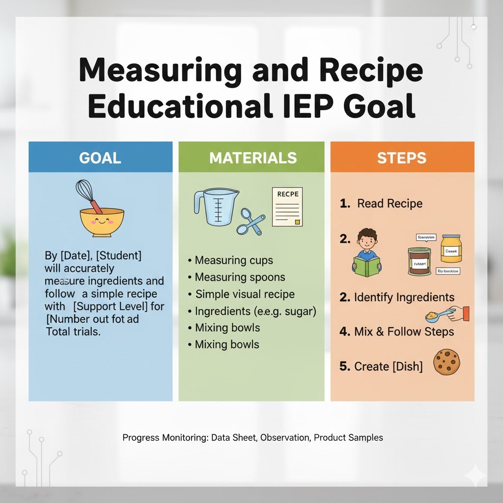 IEP Goal: Mastering Measurement in Recipe Following measuring and recipe educational iep goal